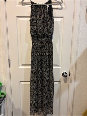 Sweet Storm Black and Beige Tribal Maxi Dress